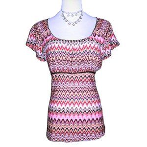 REQUIREMENTS fun soft zigzag patterned knit top